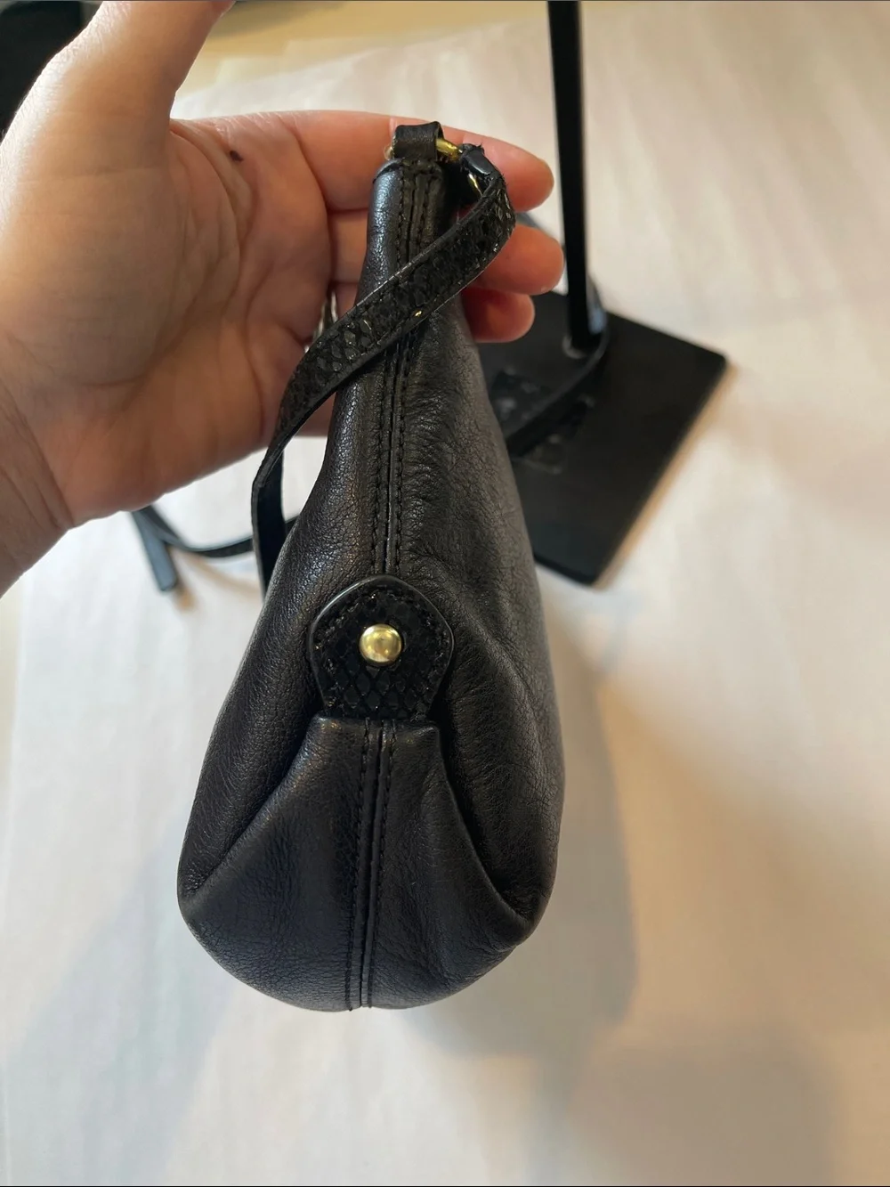 Coach Black Leather Crossbody with Gold Hardware